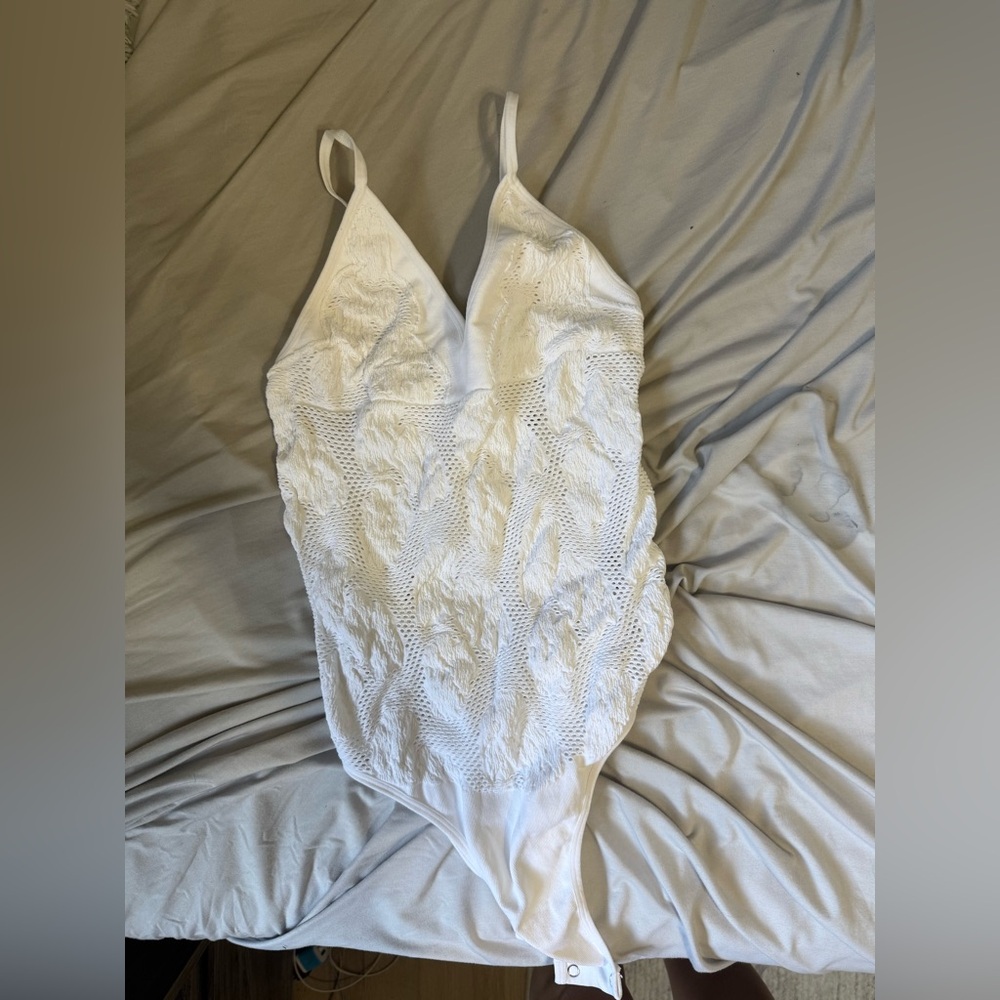 White Textured bodysuit
